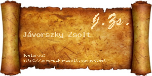 Jávorszky Zsolt névjegykártya